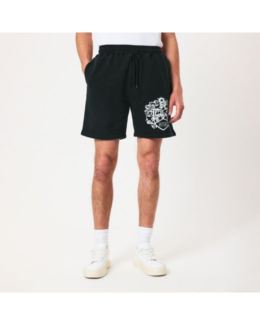 Cole Buxton Black Collegiate Fleece Jogger Shorts for men