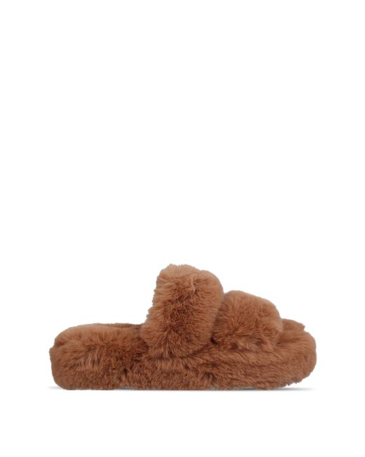 Jack Wills Brown Jw Fluffy Strap Slipper