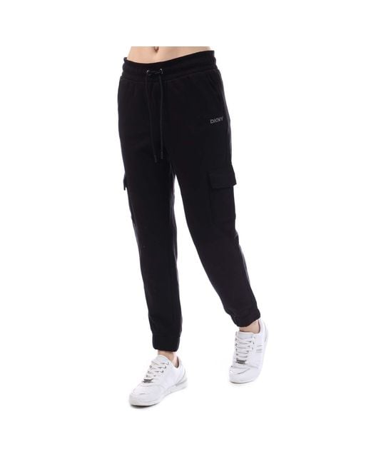 DKNY Black Mini Stud Logo Cargo Jog Pant