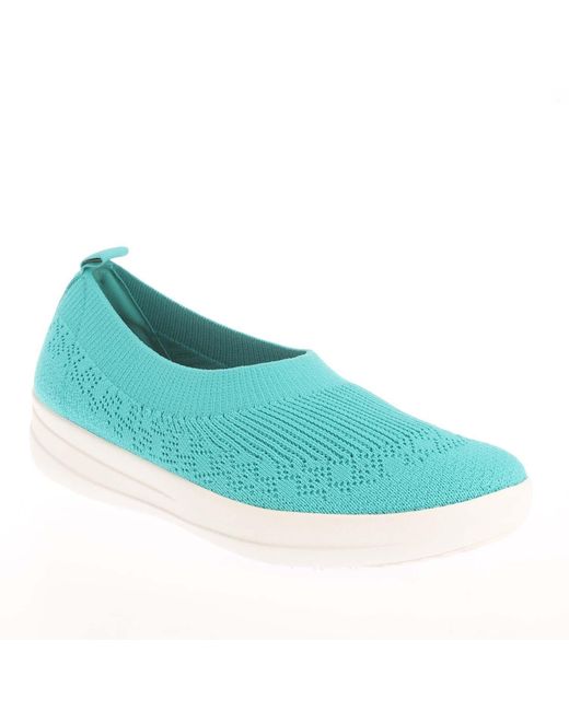 Fitflop Blue Uberknit Slip On Ballet Pumps