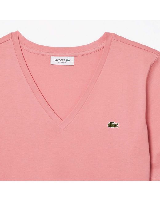 Lacoste Pink Relaxed-Fit Soft Cotton V-Neck T-Shirt