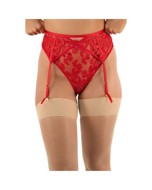 Playful Promises Red Eva Graphic Embroidery Suspender