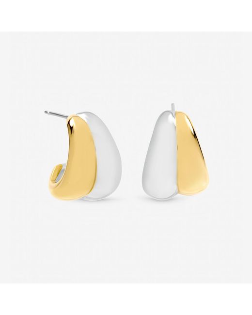 Jon Richard Metallic Two Tone Waterproof Ribbed Dome Earrings