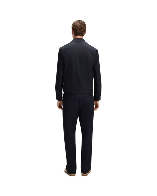 Boss Blue Beckham Cotton Zip Long Sleeve Overshirt for men