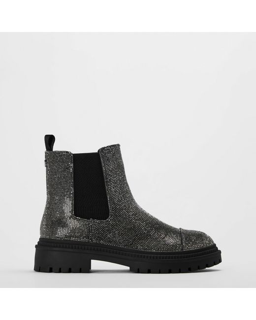 Steve Madden Black Moonlit Flat Ankle Boots