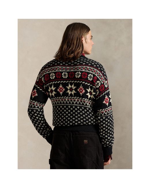 Polo Ralph Lauren Black Fairisle Cashmere Crew Neck Jumper for men