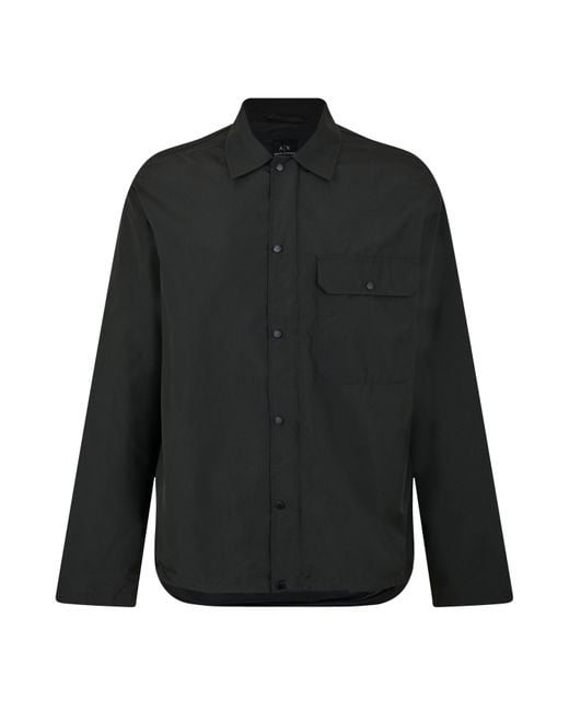 ARMANI EXCHANGE Black Tailored Fit Overshirt for men