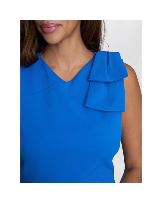Gina Bacconi Blue Maddie One-Shoulder Ruffle Midi Dress