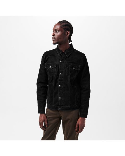 7 For All Mankind Black Perfect Button-Through Tailored Denim Jacket for men