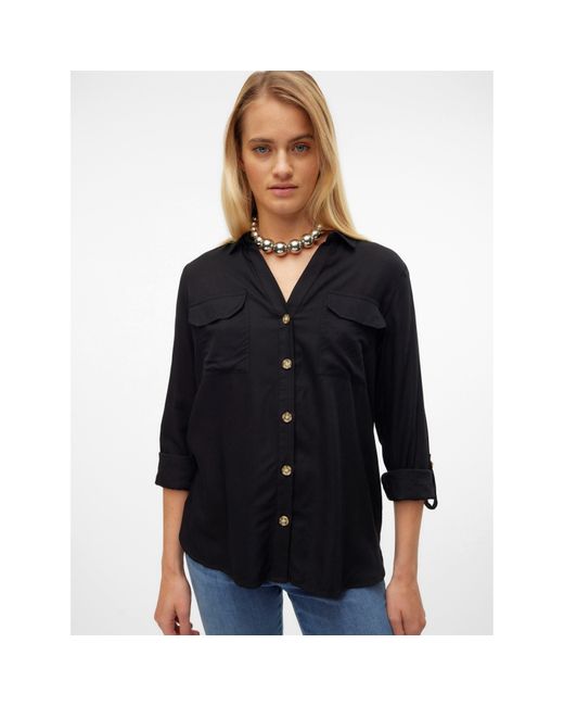 Vero Moda Black Long-Sleeve Plain Shirt