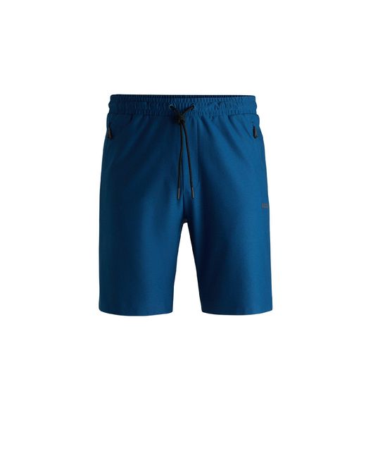 Boss Blue Headlo Active Fleece Jogger Shorts for men