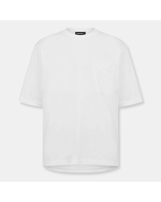 DSquared² White Dsq Bk Logo Oversized T-Shirt for men