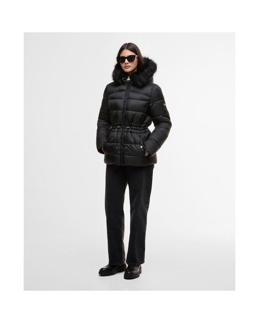 Barbour Black Cher Detachable Hood Long Sleeve Medium Puffer Jacket