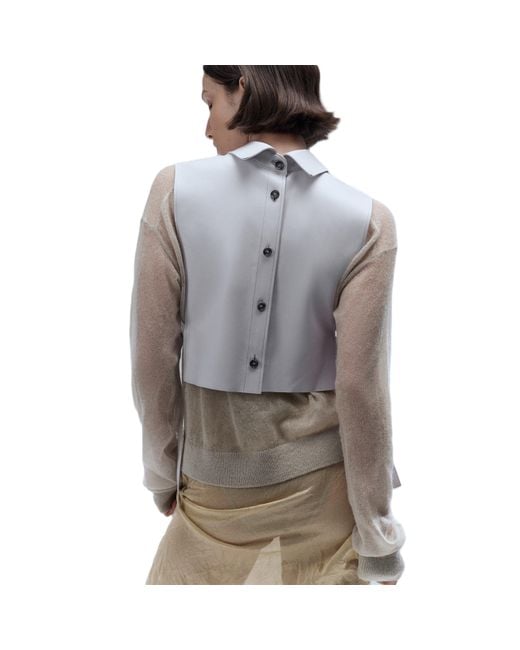 Boss White Siblu Leather Structured Fit Jacket