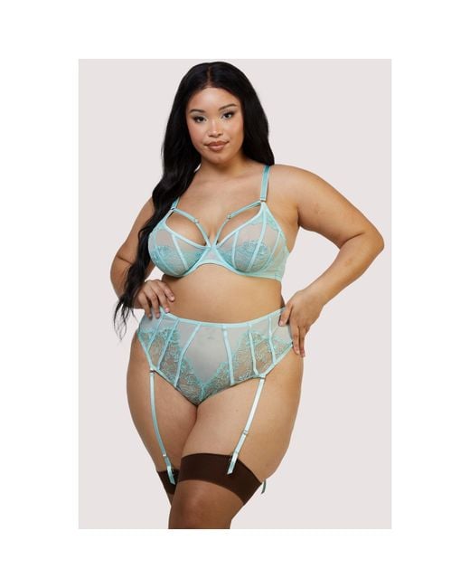 Playful Promises Blue Valerie Embroidery & Mesh High Waist Suspende