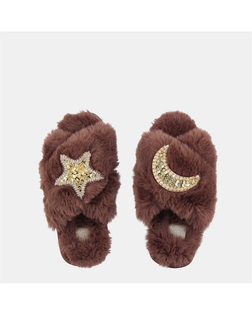 Biba Brown Embellished Slider Slipper