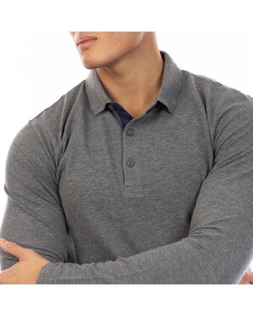 Peter Werth Gray Glasby Long Sleeve Polo Shirt for men