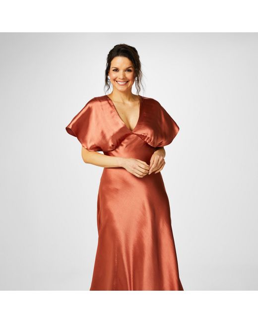 Biba Orange Bridesmaid Satin Maxi Dress