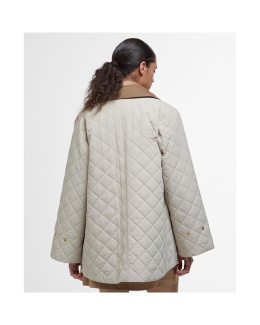 Barbour Gray Corinne Corduroy Trim Long Sleeve Quilted Jacket