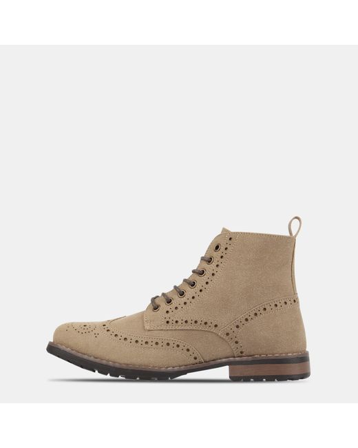 Deakins Natural Ankle Lace Up Medium Heel Brogue Boots for men
