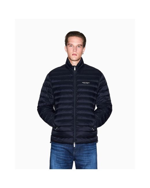ARMANI EXCHANGE Blue Down Medium Puffer Jacket for men
