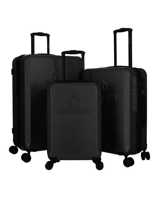 Roberto Cavalli Black Classic Logo Hard Suitcases