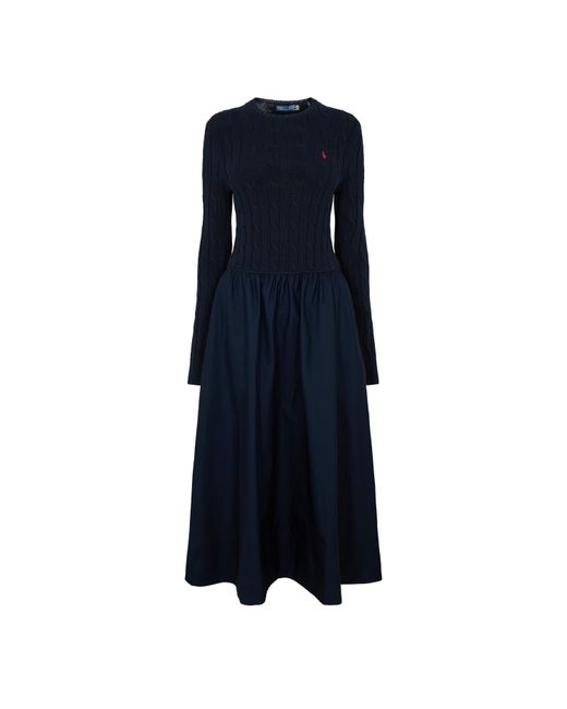 Polo Ralph Lauren Blue Cable-Knit Cotton Dress