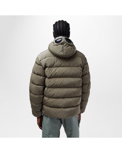 C P Company Green Chrome-R Goggle Duck Down Long Sleeve Short Puffer Jacket for men