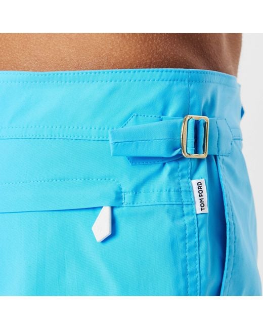 Tom Ford Blue Poplin Swim Shorts for men