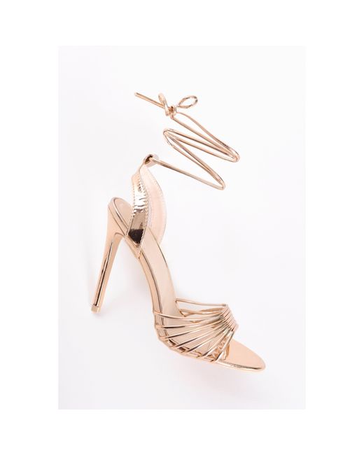 Glamorous White Glam Strappy Stiletto Court Shoes