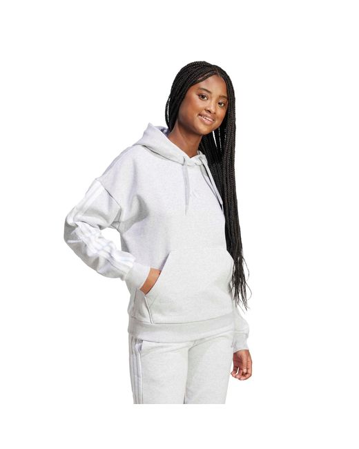 Adidas Blue Essentials 3-Stripes Fleece Hoodie