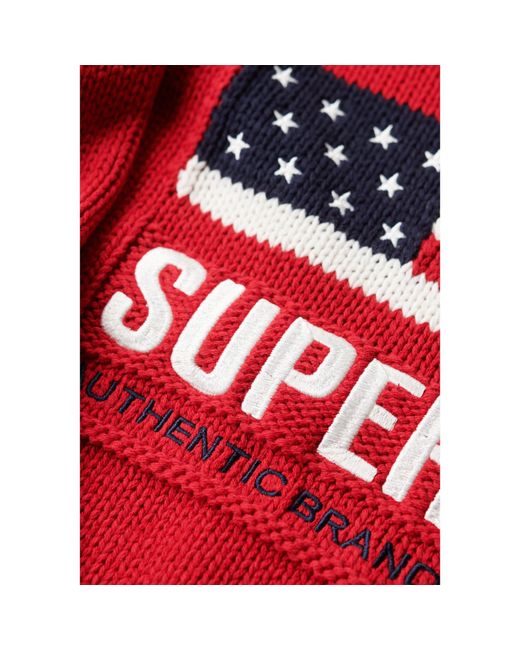 Superdry Red Usa Rn Knit Ld44