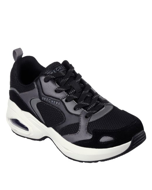 Skechers Black Mesh W Duraleather & Suede Overlay Low-Top Trainers