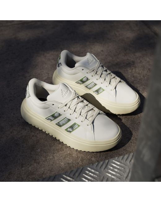 Adidas Natural Grand Court Platform Shoes
