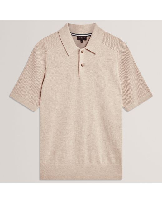 Ted Baker Natural Short Sleeve Polo Shirt for men