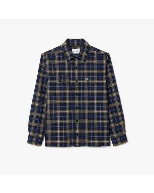 Lacoste Blue Oversize Checked Overshirt for men