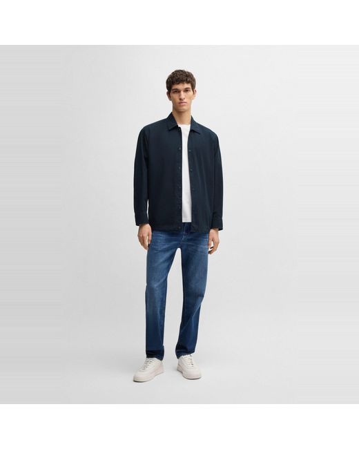 Boss Blue Labib Cotton Long Sleeve Water Resistant Overshirt for men