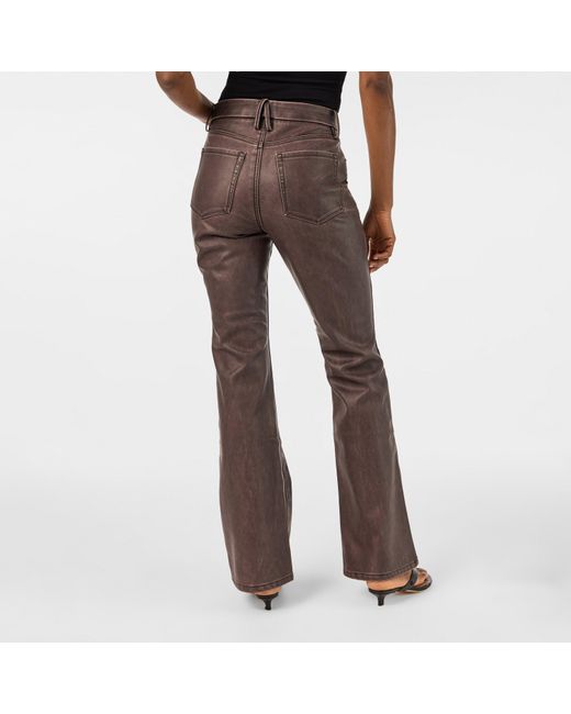 GOOD AMERICAN Brown Bootcut High-Rise Leather Trousers