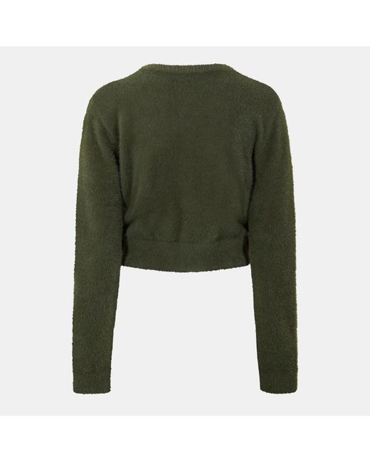 Jack Wills Green Jw Knitted Jacquard Cropped Crew Neck Jumper