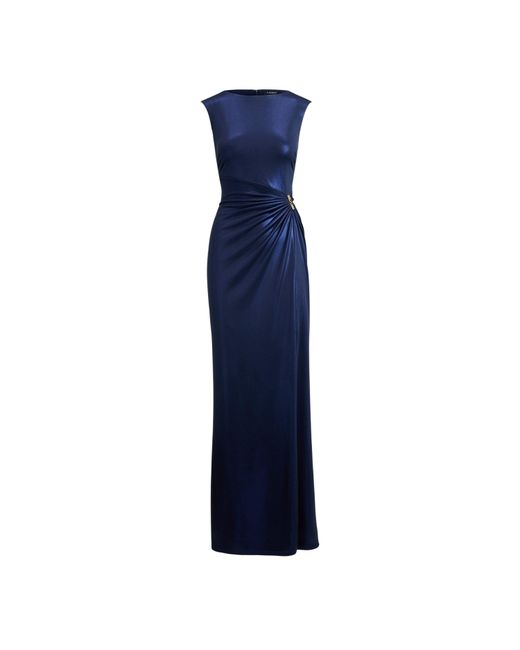 Ralph Lauren Blue Ilianne Real Leather Ball Gown