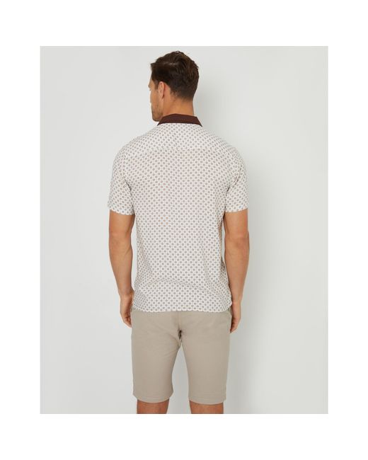 Threadbare Natural Short-Sleeve Patterned Shirt for men