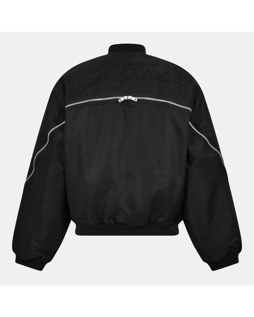 Represent Black Contemporary Structured Bomber Jacket for men