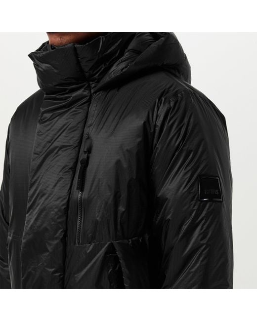 Rains Black Torna Long Waterproof Windproof Hooded Medium Puffer Jacket for men