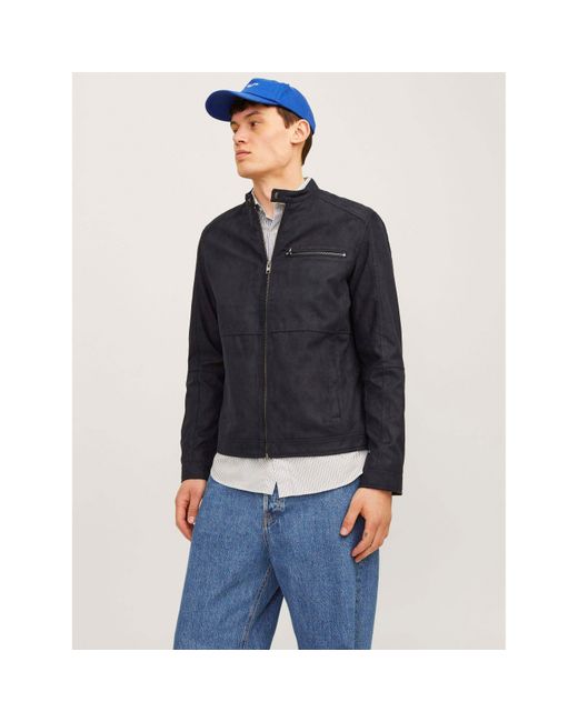 Jack & Jones Blue Dylan Biker Jacket for men