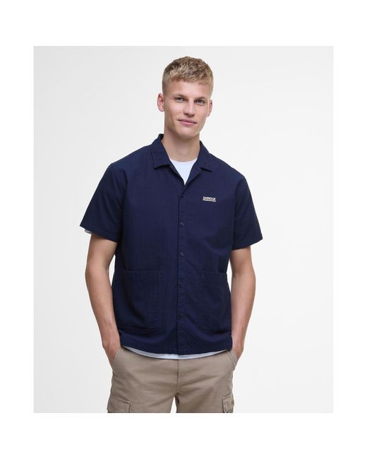 Barbour Blue Twill Short Sleeve Shirt for men