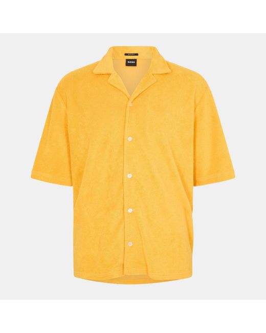 Boss Yellow Lars O Patterned Short-Sleeve Shirt for men