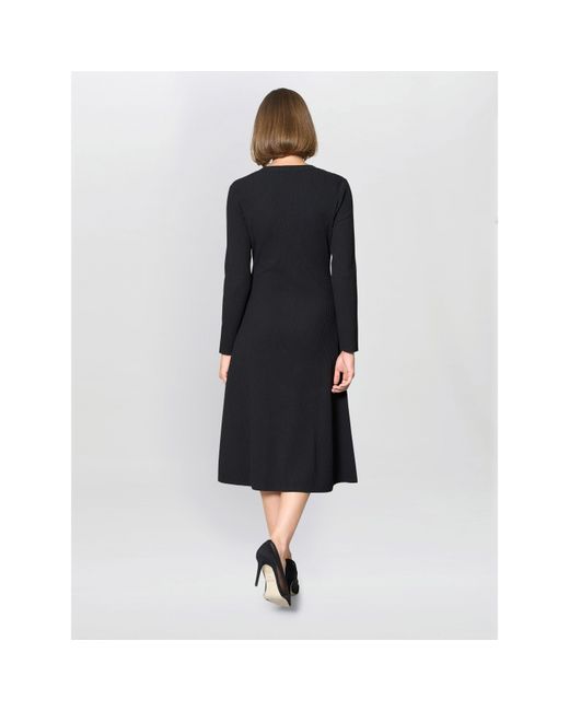 Gina Bacconi Black Cher Button Front Knit Midi Dress