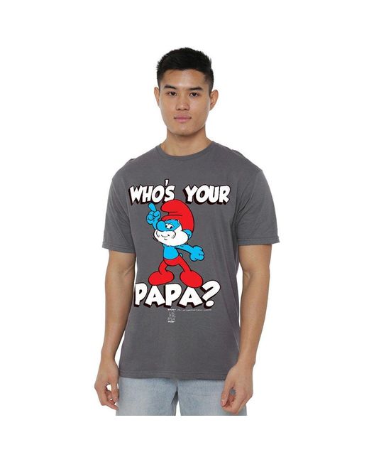 Other Gray Smurfs Whos Your Papa? T Shirt for men