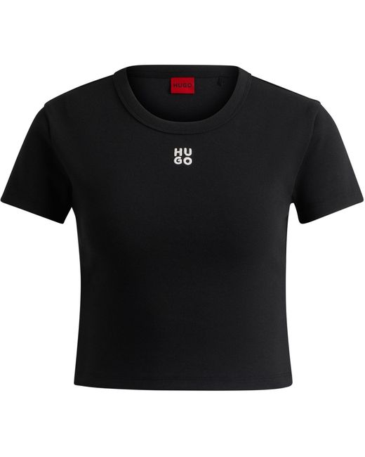 HUGO Black Delanor Cropped T-Shirt