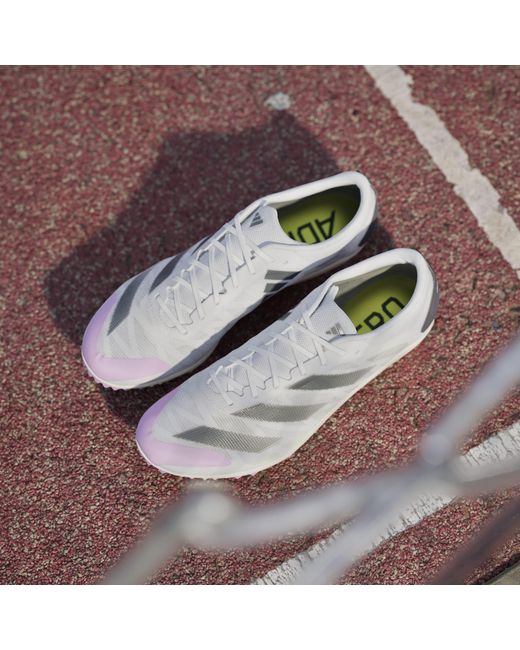 Adidas White Adizero Running Spikes for men